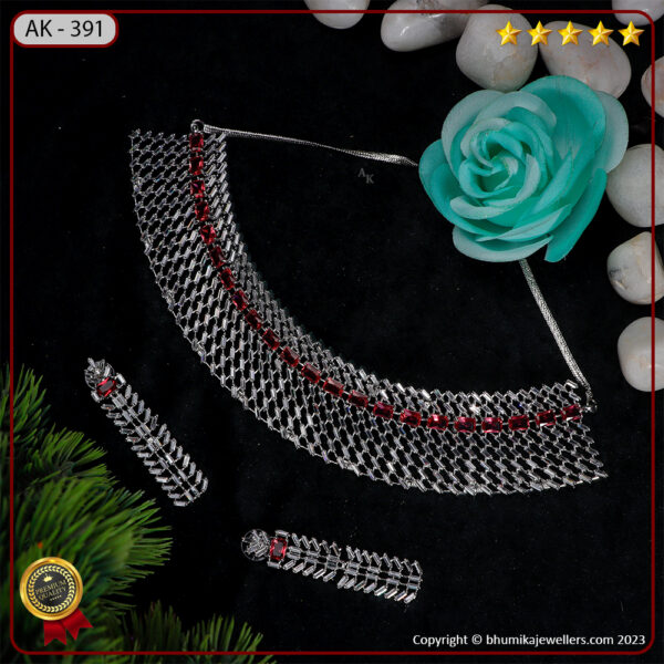 Necklace Set 433 Silver - Image 3